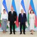 Azərbaycan ilə Özbəkistan prezidentləri və birinci xanımlar “Kuksaroy” Dövlət İqamətgahında birgə foto çəkdiriblər