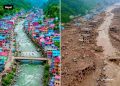 Nepalda sel fəlakətinin dağıdıcı izi: ərazinin əvvəlki və sonrakı görüntüləri