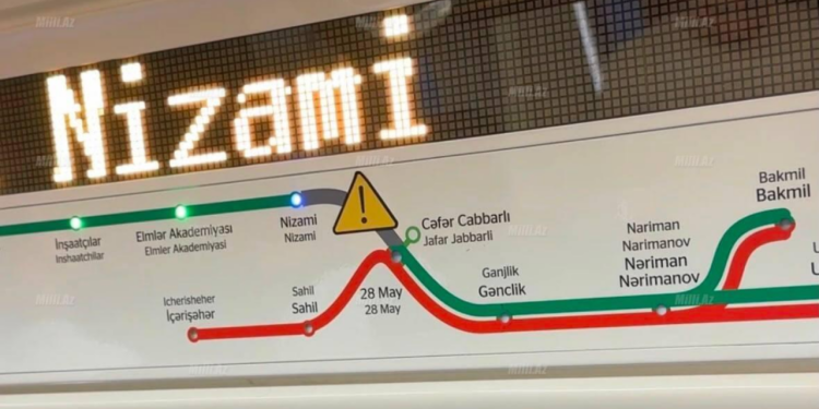 “28 May”–“Nizami” stansiyaları arasında qatarların hərəkəti dayandırılıb